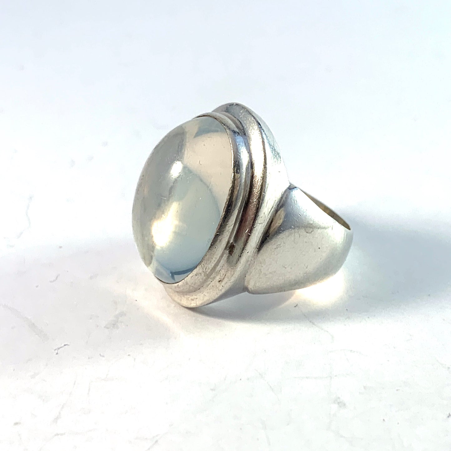 S Nilsson, Sweden 1956 Sterling Silver Moonstone Ring.