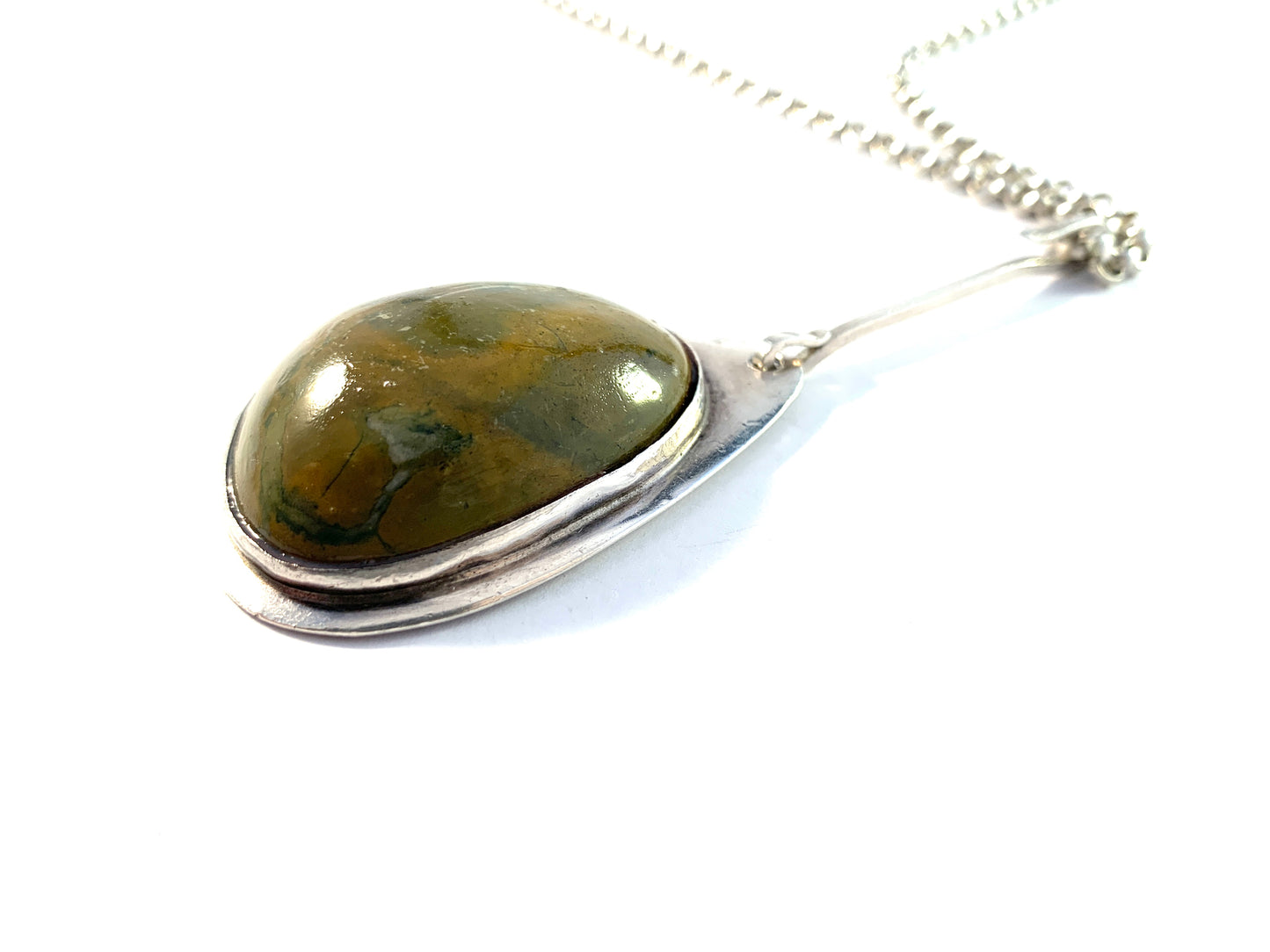 Eric Ericson, Sweden 1961 Large Sterling Silver Hardstone Pendant Necklace. Signed