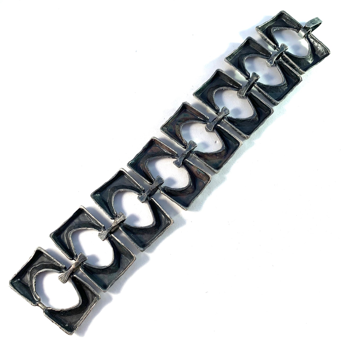 Sten & Laine, Finland 1971 Bold Sterling Silver Modernist Bracelet.