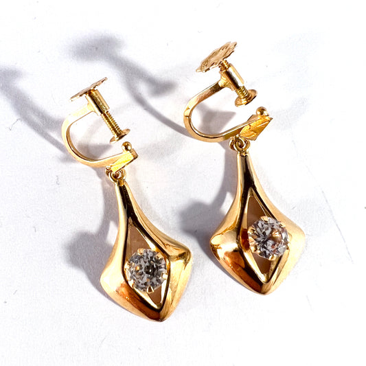 Alton, Sweden 1968. Vintage 18k Gold Rock Crystal Earrings.