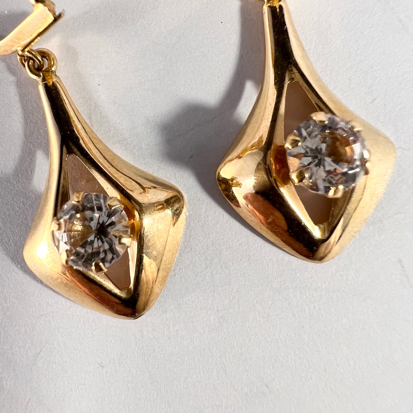 Alton, Sweden 1968. Vintage 18k Gold Rock Crystal Earrings.