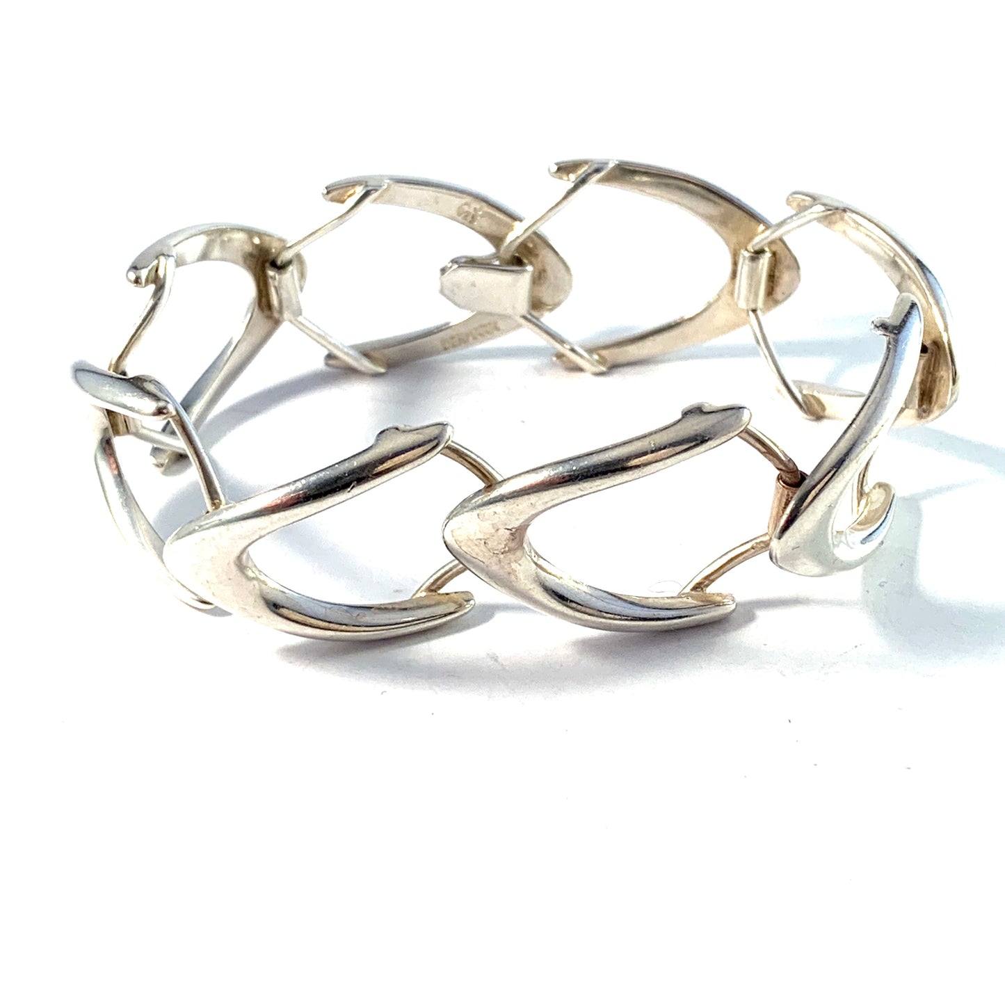 Arne Johansen, Denmark 1960-70s. Sterling Silver Boomerang Bracelet.