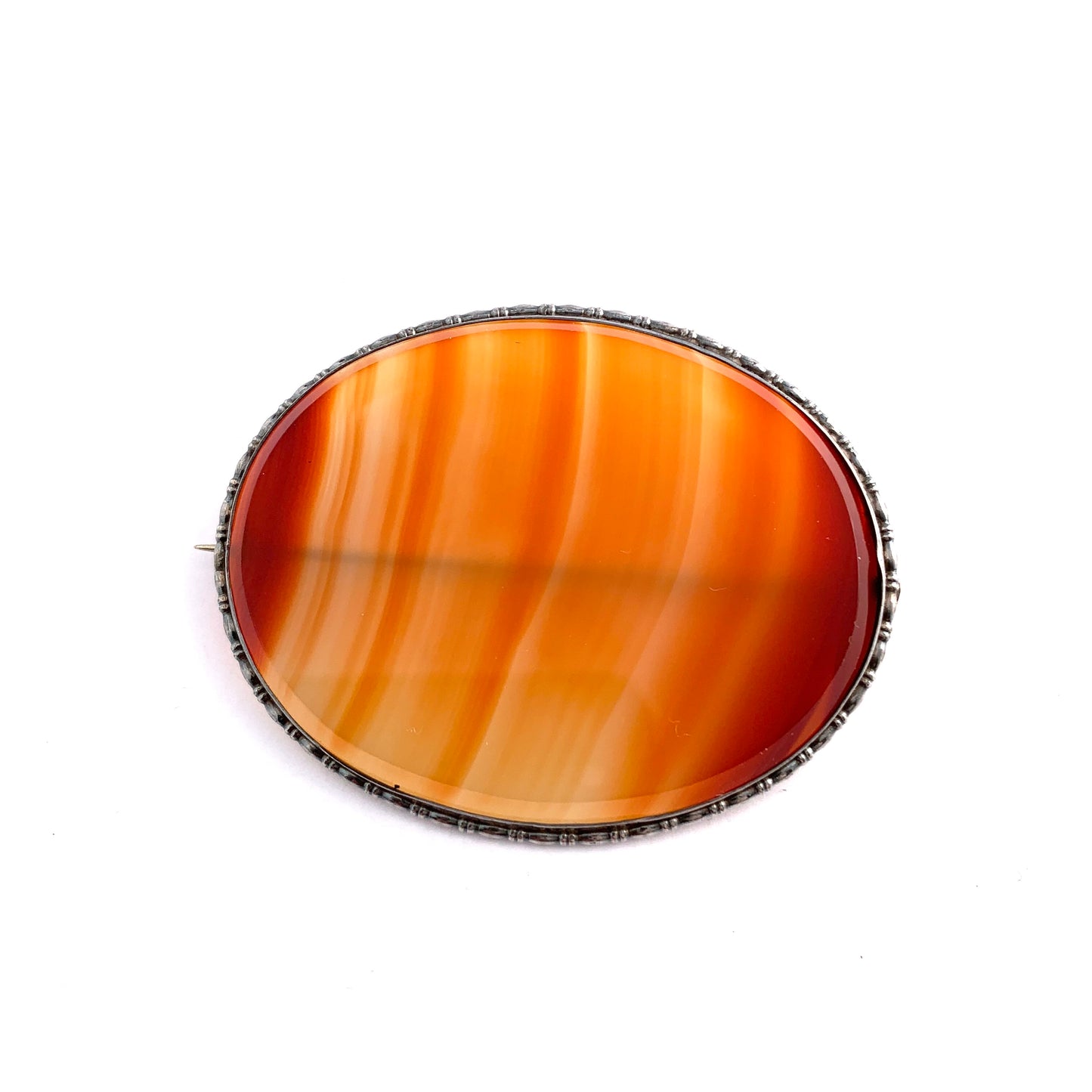 Antique early 1900s. Large 830 Silver Carnelian Brooch.