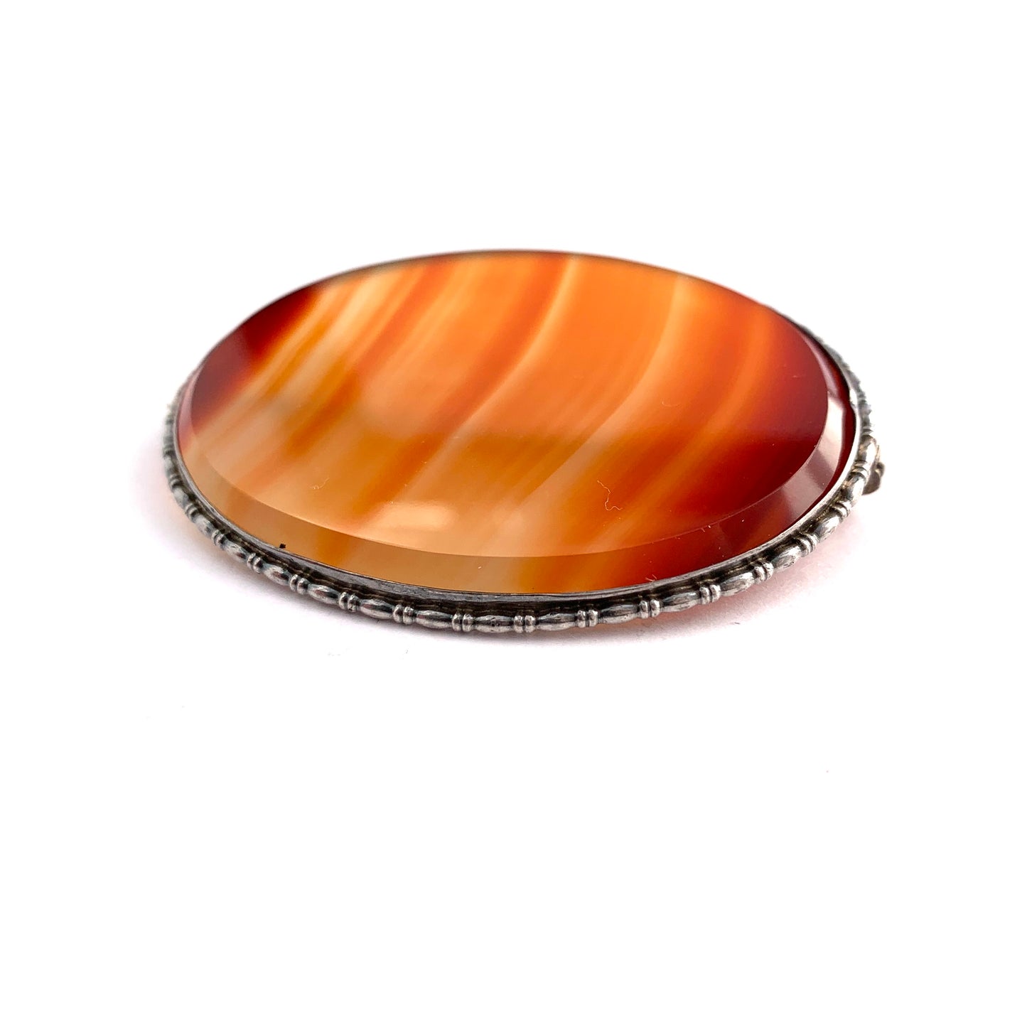 Antique early 1900s. Large 830 Silver Carnelian Brooch.