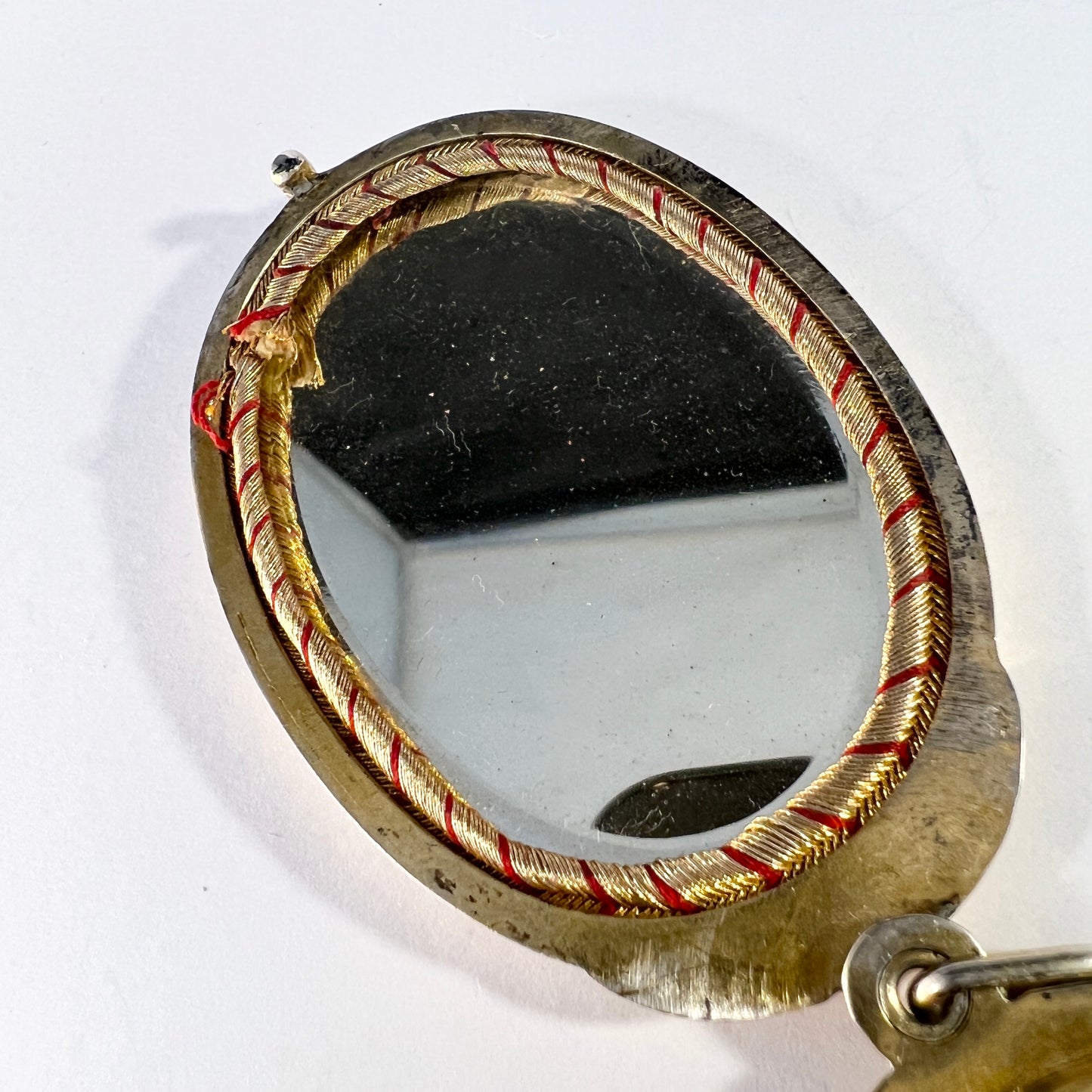 France c 1870s Antique Belle Époque Gilt Silver Large Mirror Pendant.