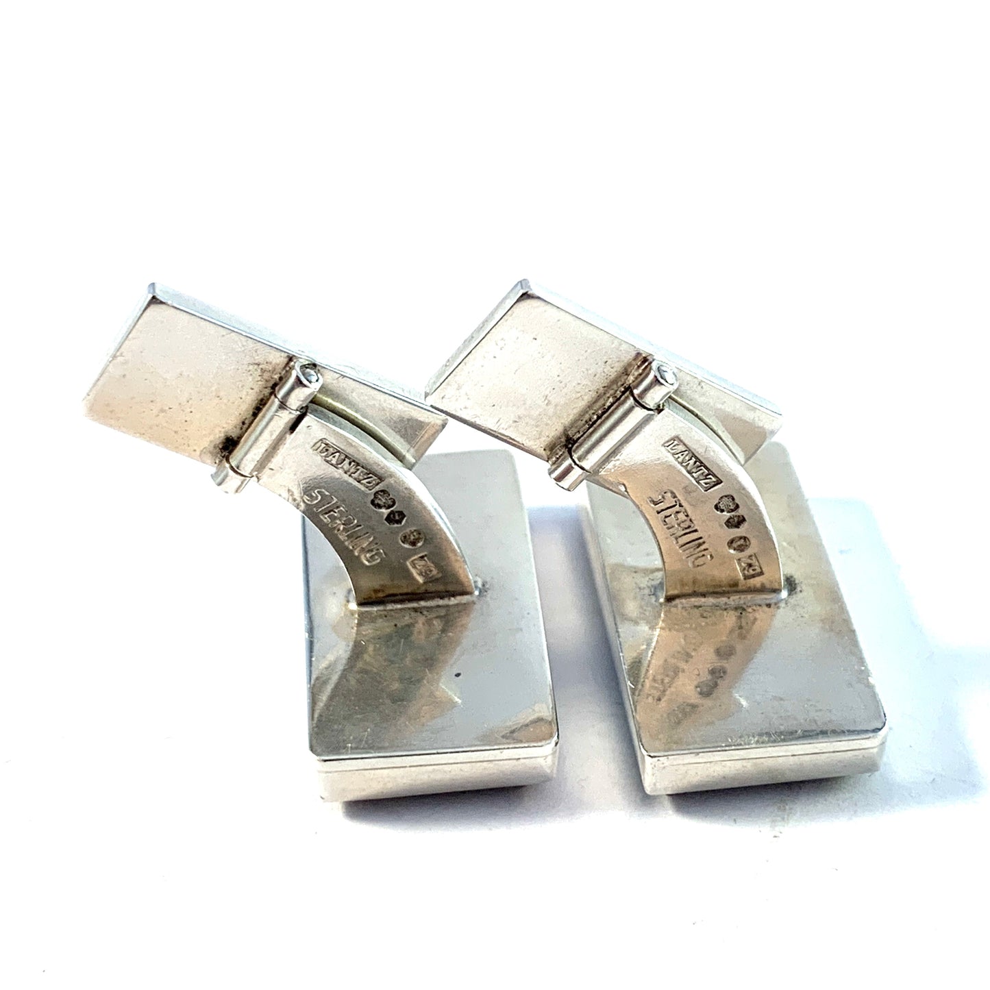 Roland Lantz, Sweden 1974. Bold Sterling Silver Iron Ore Cufflinks.