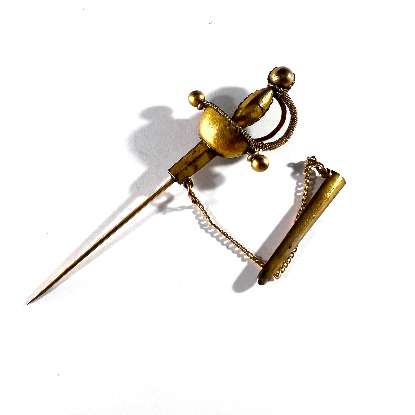 Italy. Vintage Micro Mosaic Sword Jabot Brooch Pin.