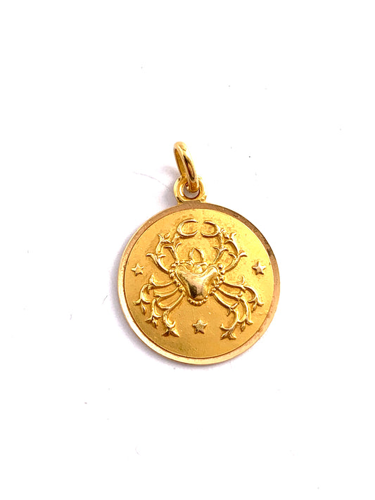 Bosio Livio & Geremia Giovanni, Italy 1944-68. 18k Gold Zodiac Cancer Charm / Pendant.