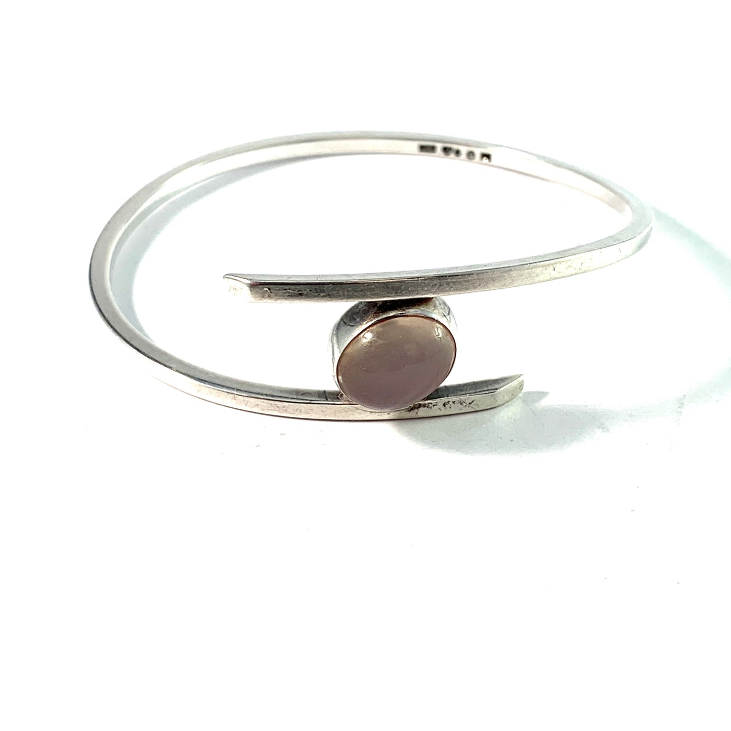 Asa-Silver Tage Linde, Sweden 1957. Sterling Silver Moonstone Bangle Bracelet.