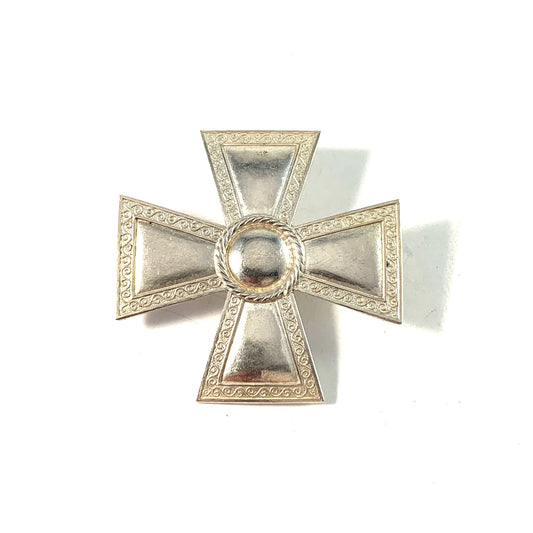 Sporrong Sweden 1943. Solid Silver WW2-Era Nurse Cross Badge Brooch.