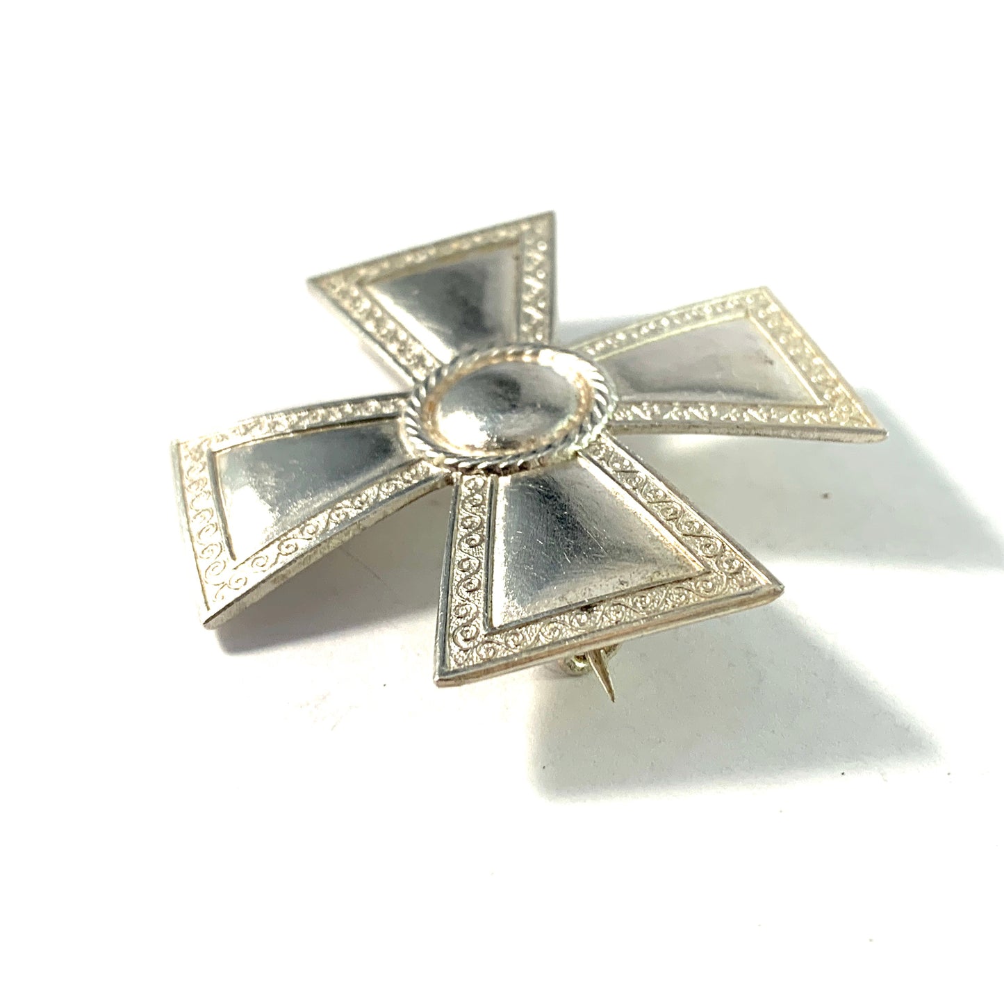 Sporrong Sweden 1943. Solid Silver WW2-Era Nurse Cross Badge Brooch.