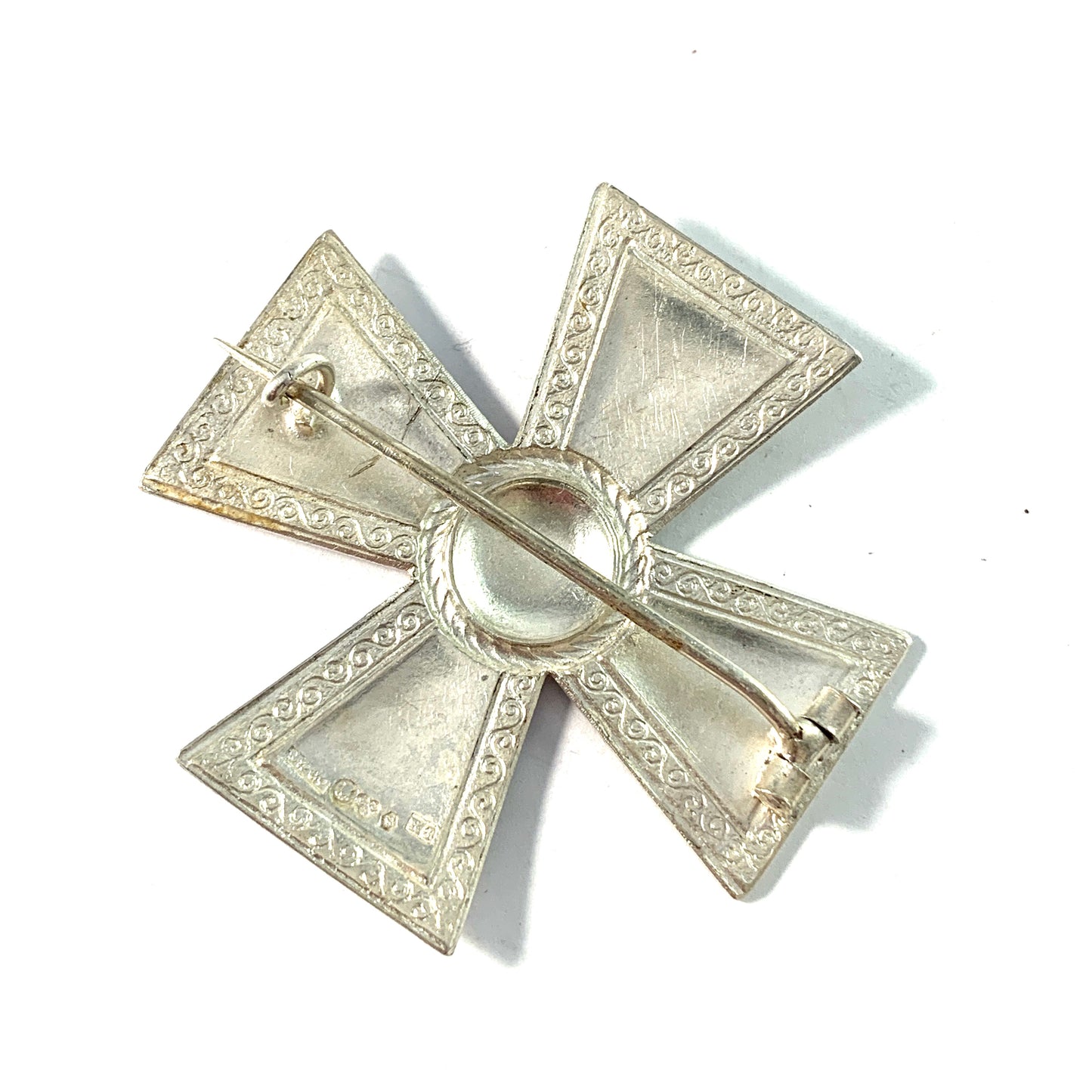 Sporrong Sweden 1943. Solid Silver WW2-Era Nurse Cross Badge Brooch.