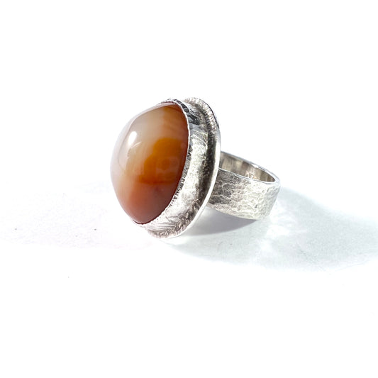 Arne Fridorff, Sweden 1976. Vintage Sterling Silver Agate Ring.