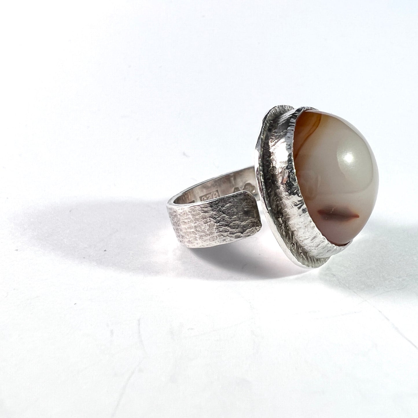 Arne Fridorff, Sweden 1976. Vintage Sterling Silver Agate Ring.