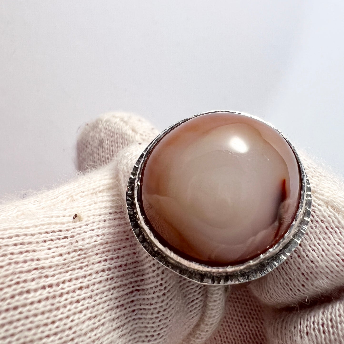 Arne Fridorff, Sweden 1976. Vintage Sterling Silver Agate Ring.