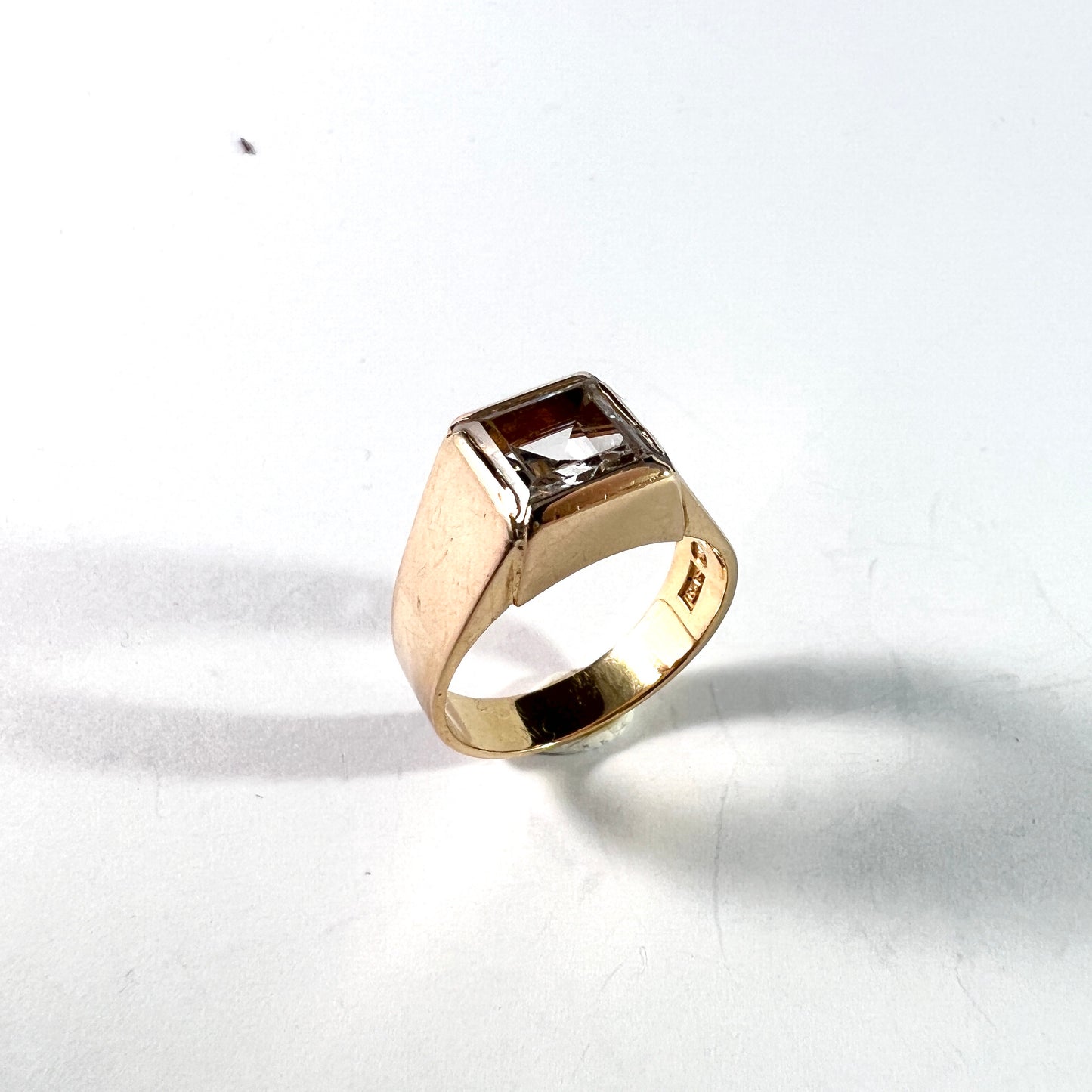 EG Johansson, Sweden 1969. Vintage 18k Gold Rock Crystal Ring. 5.8gram