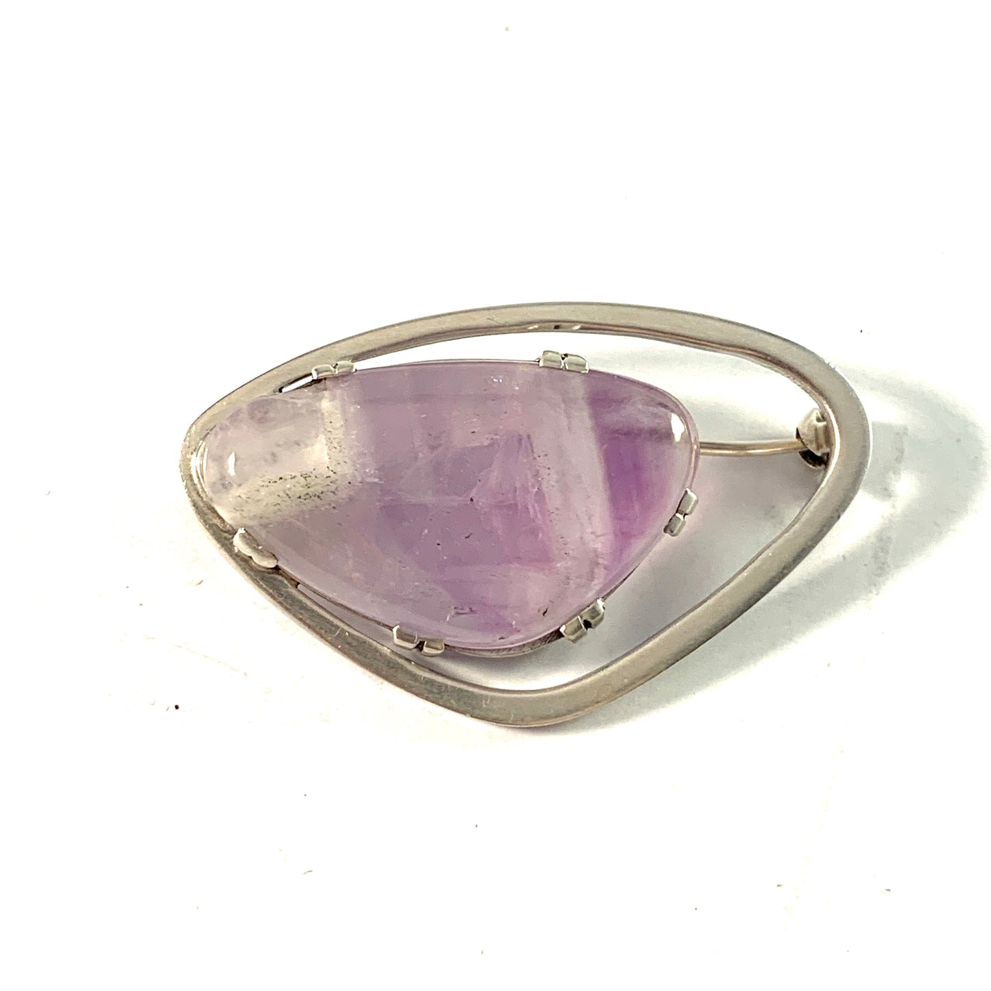 G Dahlgren, Sweden year 1958. Sterling Silver Amethyst Brooch.