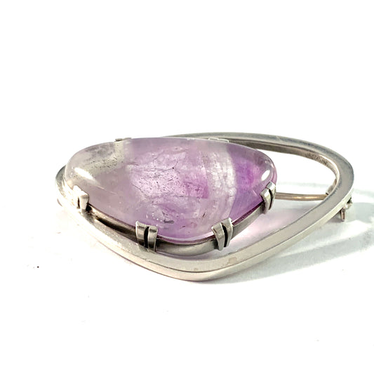 G Dahlgren, Sweden year 1958. Sterling Silver Amethyst Brooch.