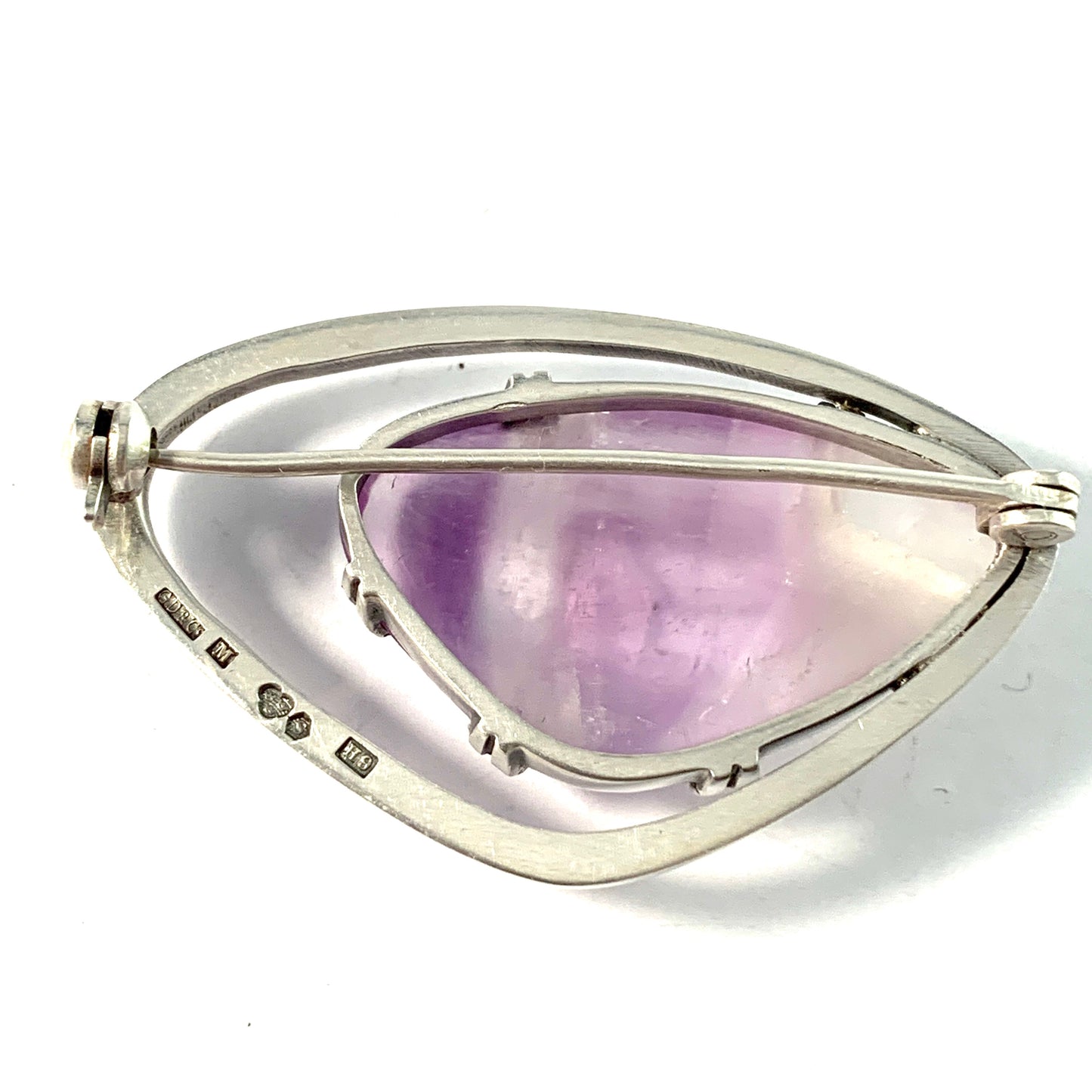 G Dahlgren, Sweden year 1958. Sterling Silver Amethyst Brooch.