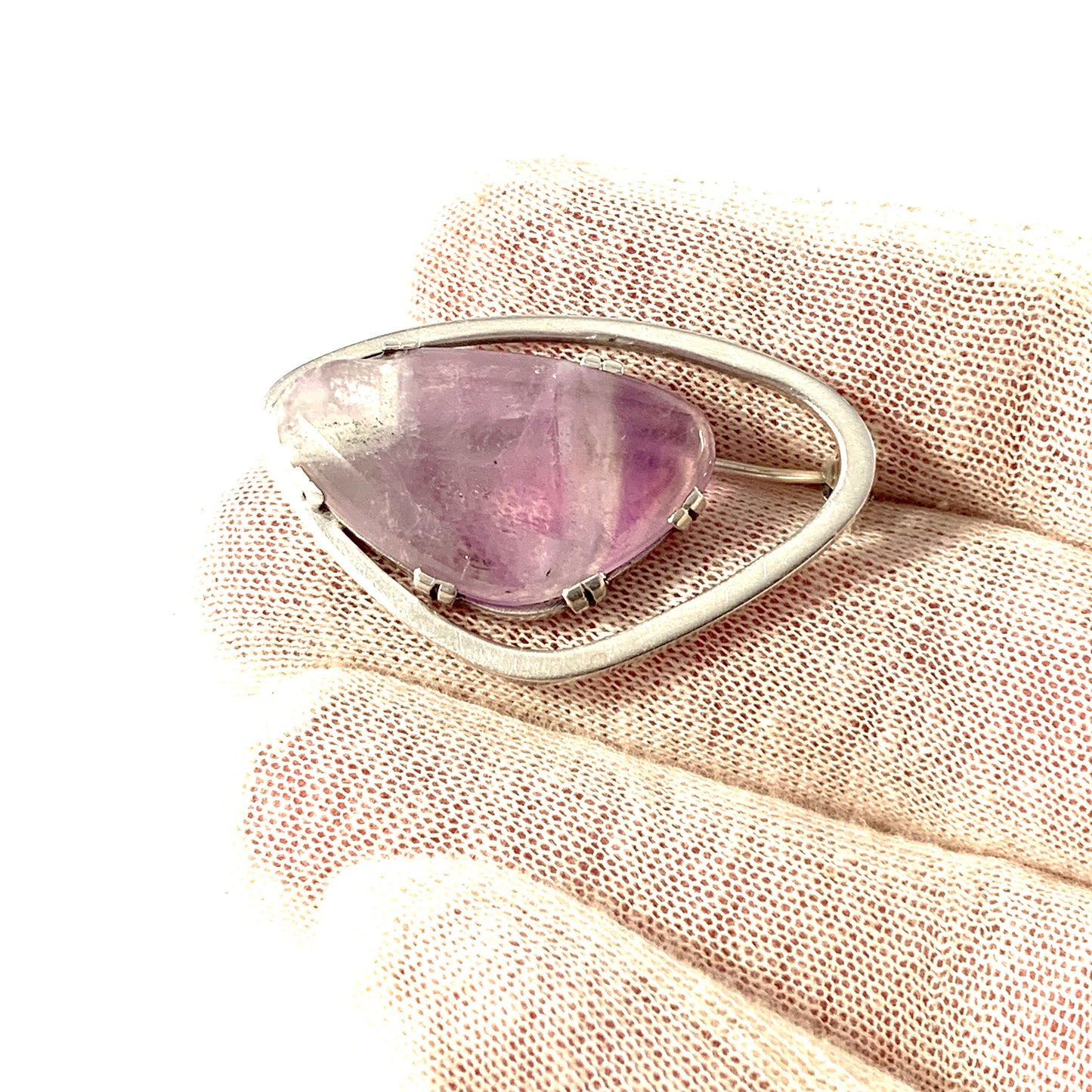 G Dahlgren, Sweden year 1958. Sterling Silver Amethyst Brooch.