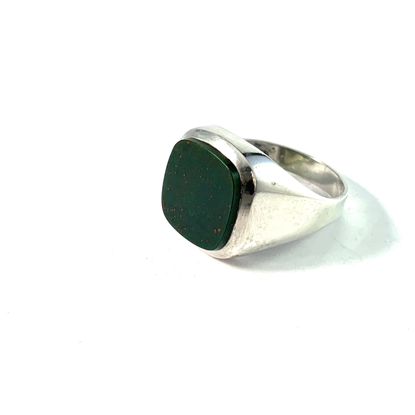 Maker F＊, Germany. Mid Century 835 Silver Bloodstone Men's Signet Ring