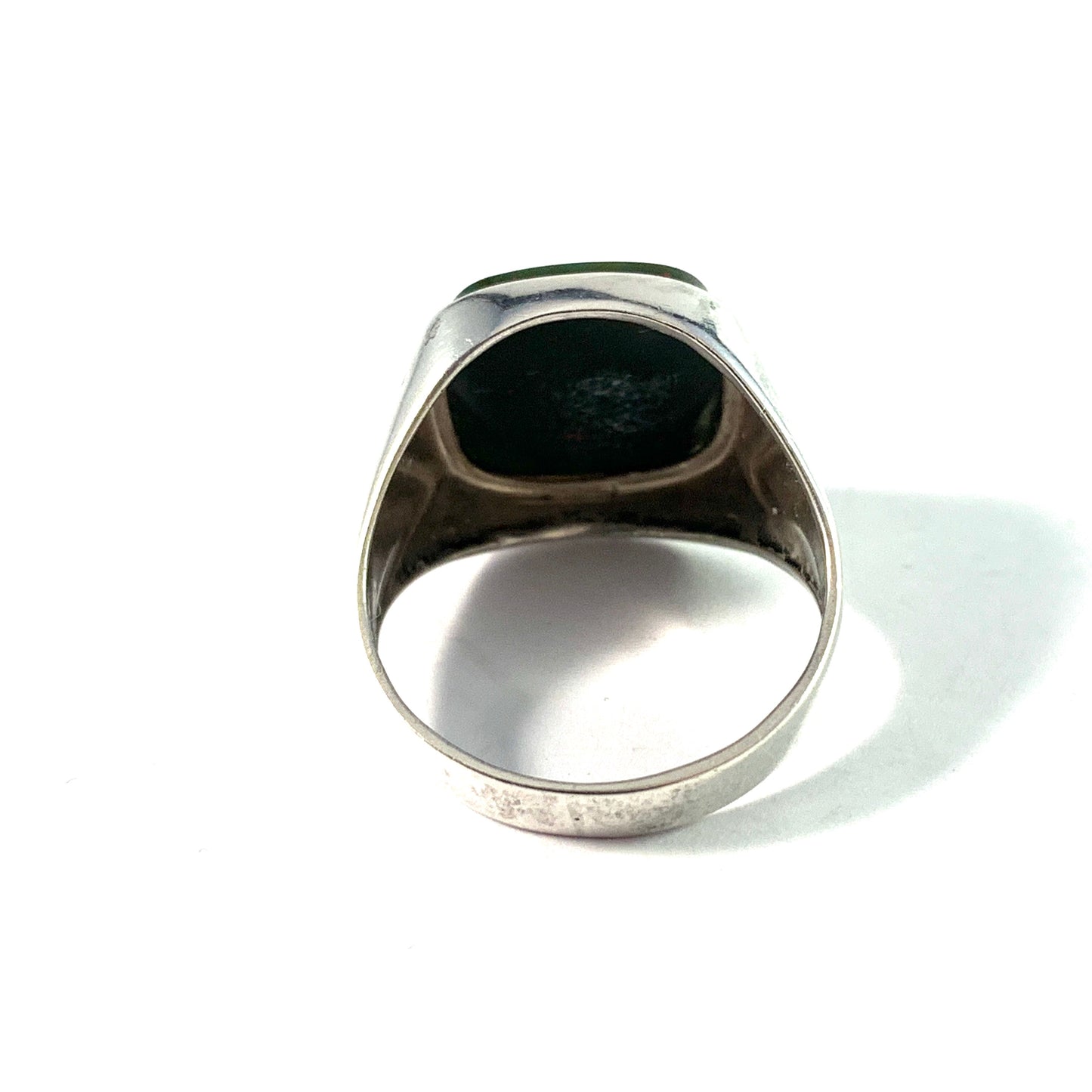 Maker F＊, Germany. Mid Century 835 Silver Bloodstone Men's Signet Ring