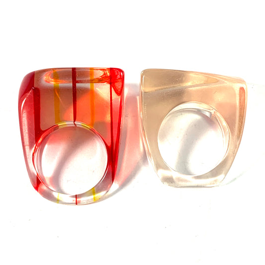 Vintage 1960s Two Lucite Rings
