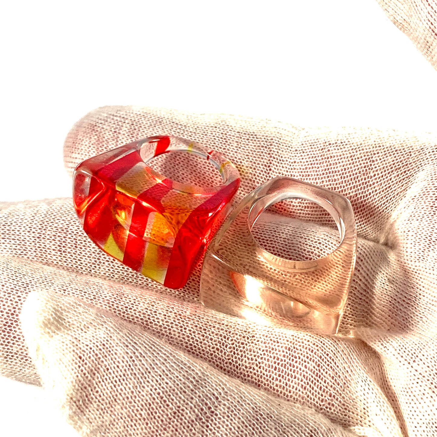 Vintage 1960s Two Lucite Rings