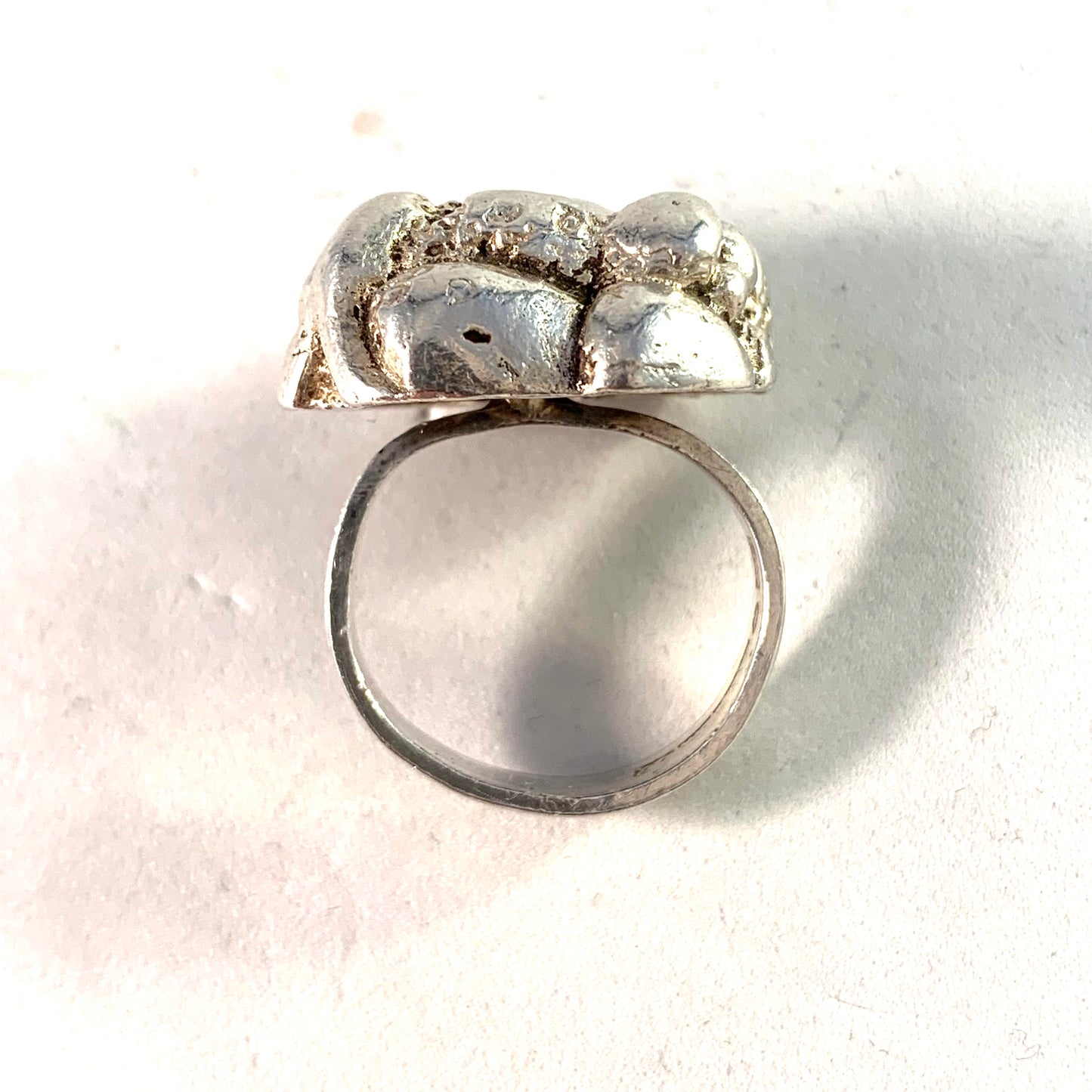 Martti Viikinniemi, Finland 1960 Bold Vintage Silver Modernist Ring.