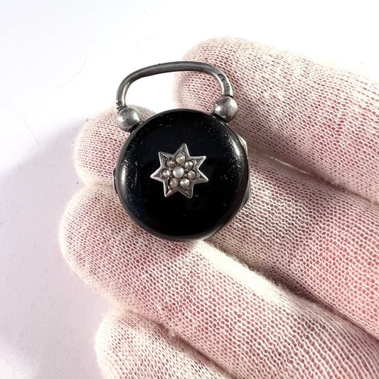 Austria c year 1900. Antique Solid Silver Enamel Locket Pendant.