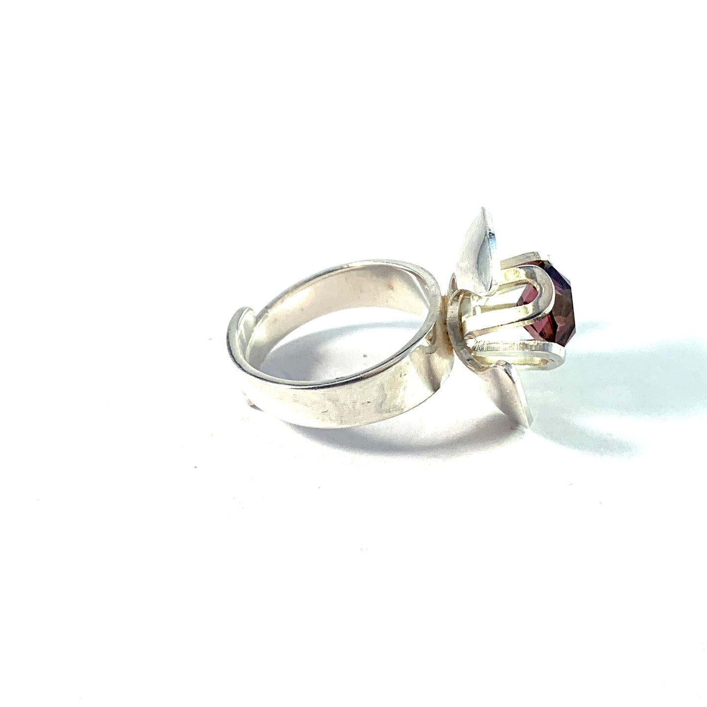 Brofod, Sweden 1975. Sterling Silver Synthetic Purple Stone Modernist Ring.