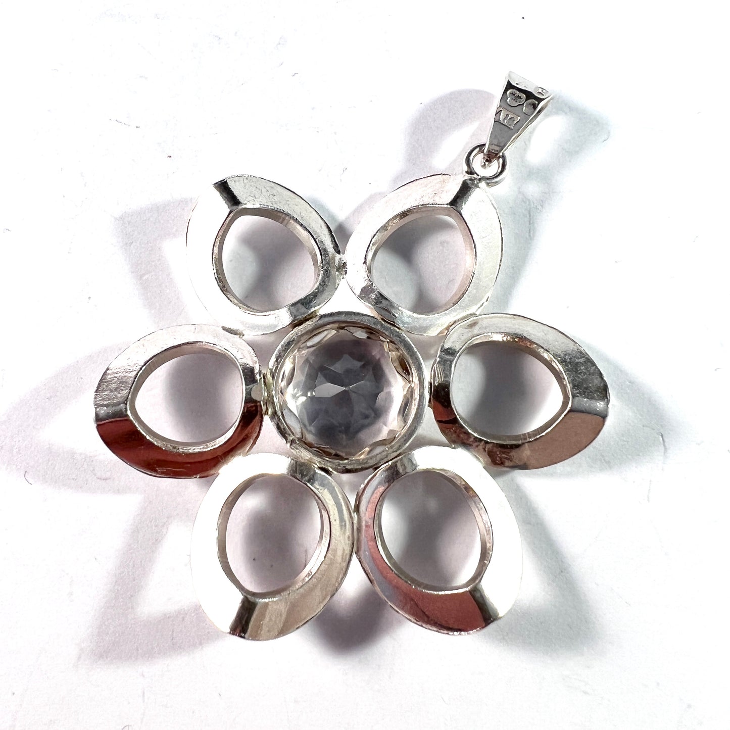 Victor Janson, Sweden 1975. Vintage Sterling Silver Rock Crystal Pendant.