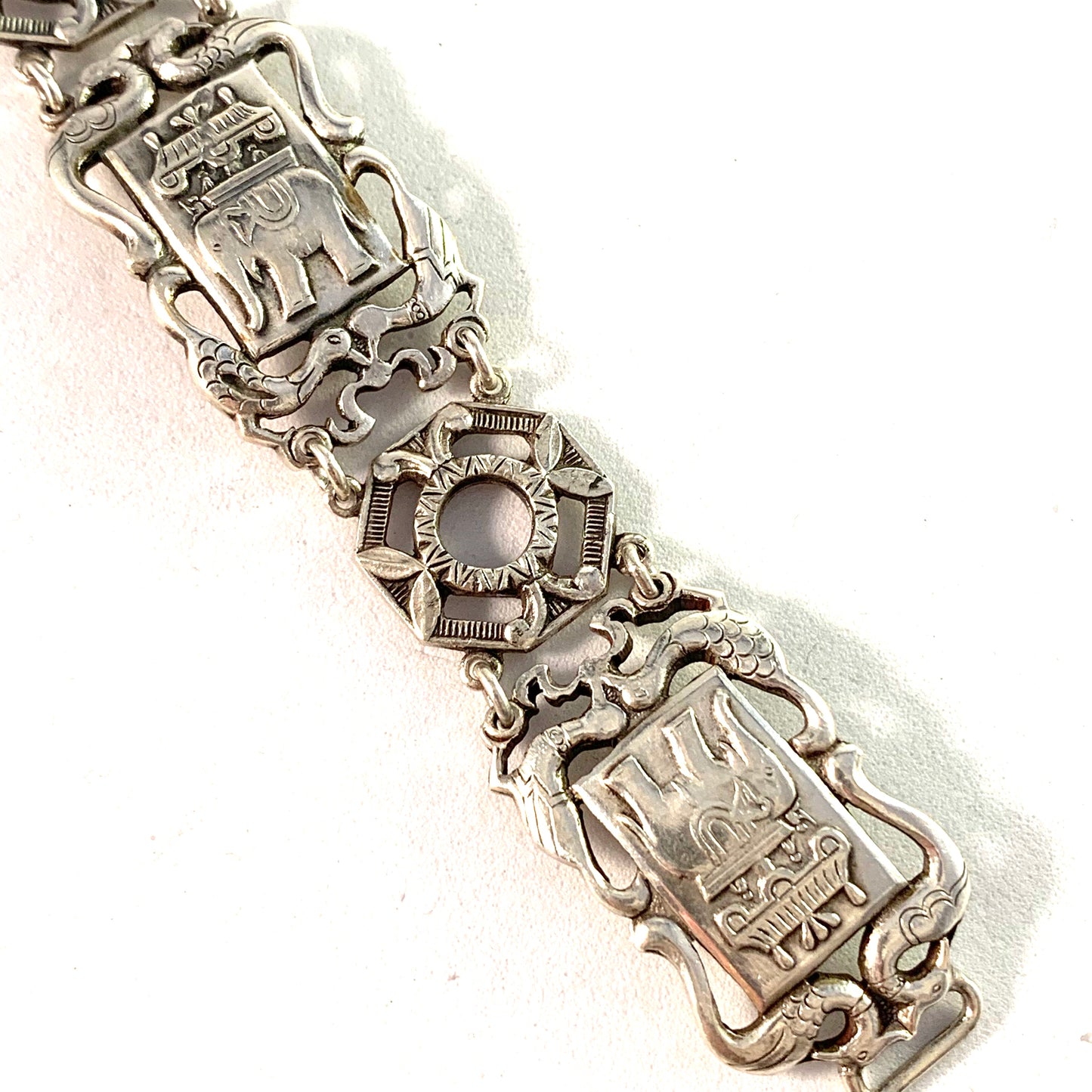 Matsilver, Sweden year 1950 Mid Century Novelty Sterling Silver Link Bracelet.