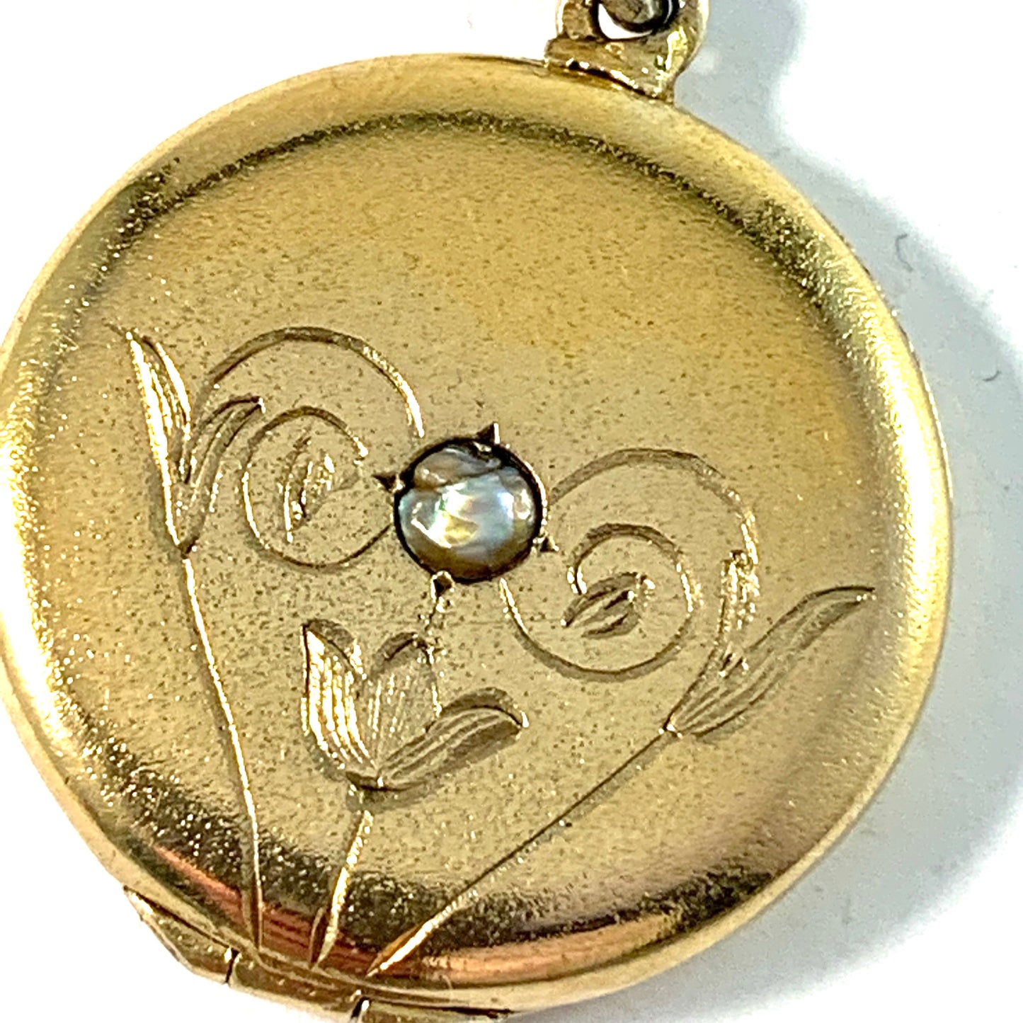 Antique c 1910s Gilt Solid Silver Memory Locket Pendant.