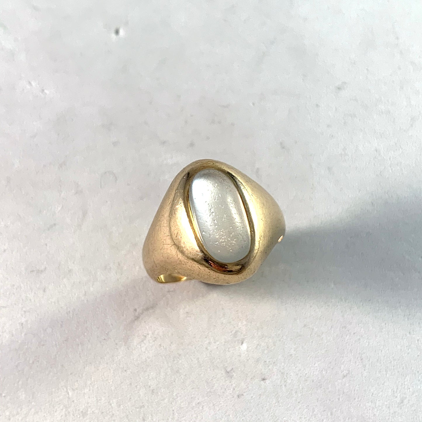 Gerdt H Sandqvist, Stockholm 1959 Mid Century Modern 18k Gold Moonstone Ring. 7.1gram