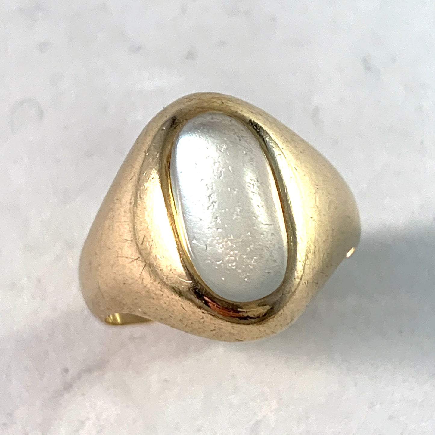 Gerdt H Sandqvist, Stockholm 1959 Mid Century Modern 18k Gold Moonstone Ring. 7.1gram