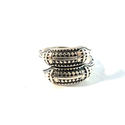 David Andersen, Norway. Vintage Sterling Silver Viking Copy Adjustable Size Ring.