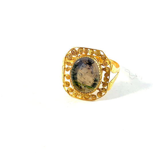P A Thomason, Sweden 1849. Antique Reversed Painted Glass Ring.