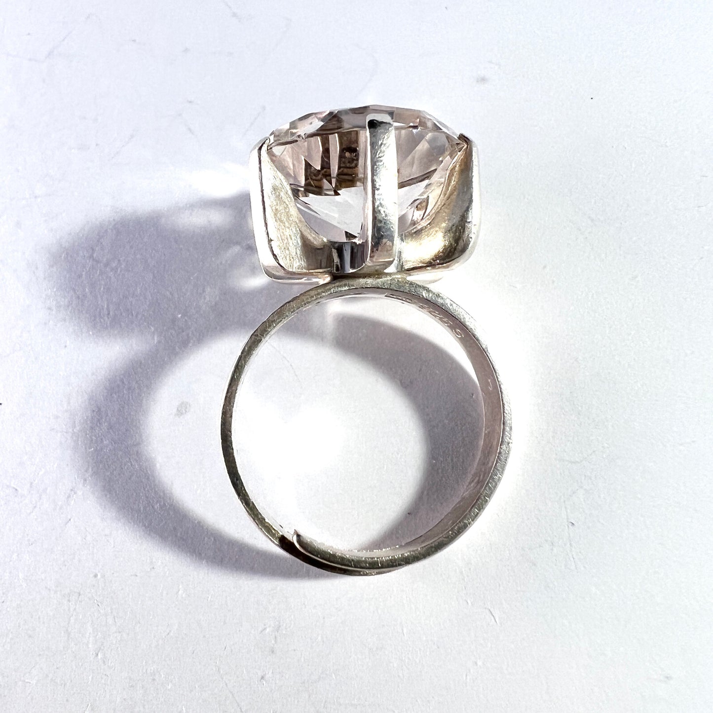 Bengt Hallberg, Sweden 1972. Vintage Sterling Silver Rock Crystal Ring.