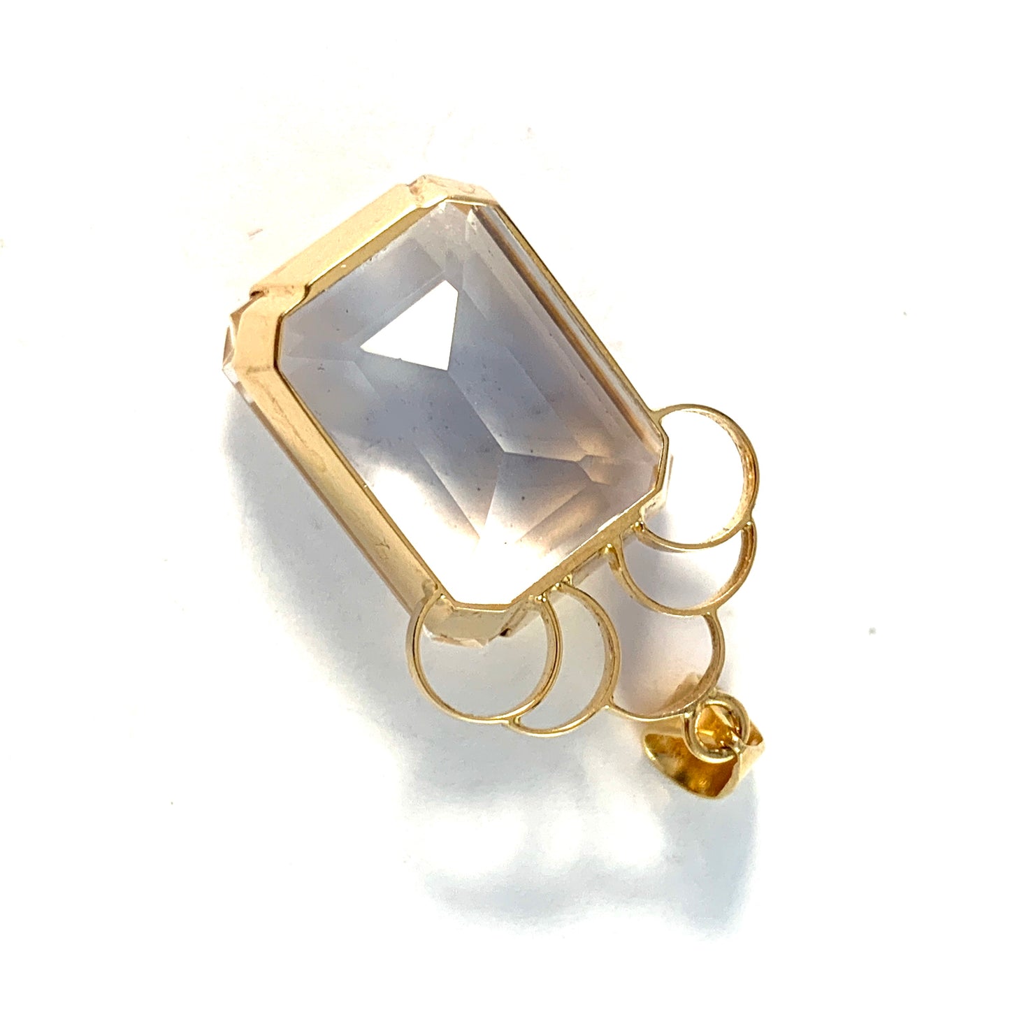 D Ekström, Sweden 1959. Mid Century 18k Gold Rock Crystal Pendant.