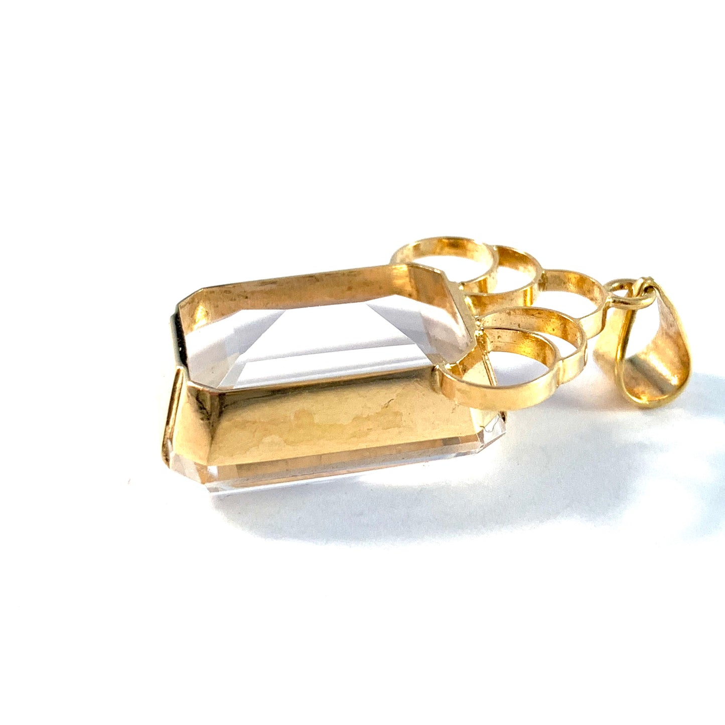 D Ekström, Sweden 1959. Mid Century 18k Gold Rock Crystal Pendant.