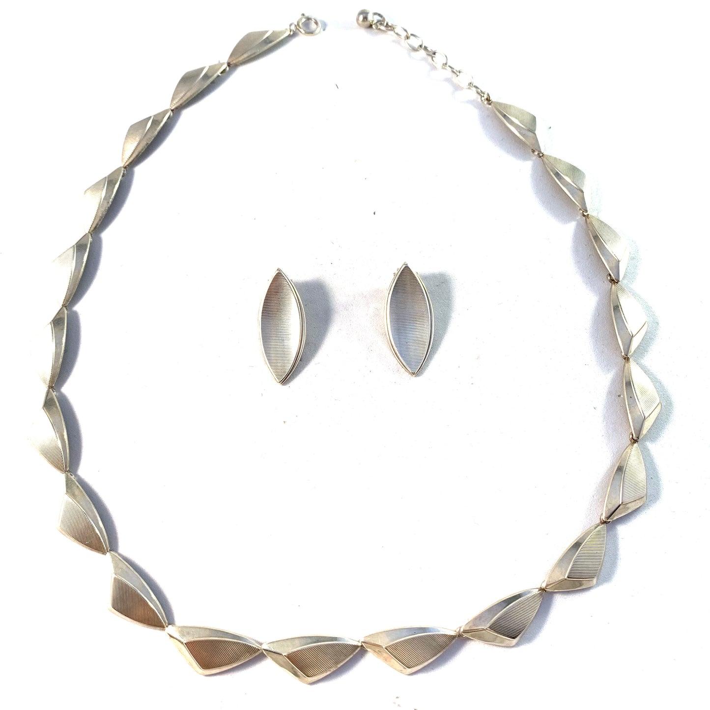 K&L-Kordes Lichtenfels, Germany 1950-60s Solid 835 Silver Necklace and Earrings.