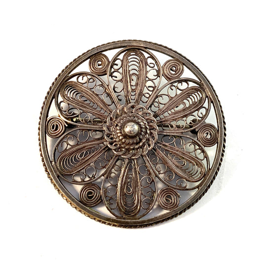 Folmere, Denmark 1950-60s Sterling Silver Filigree Brooch