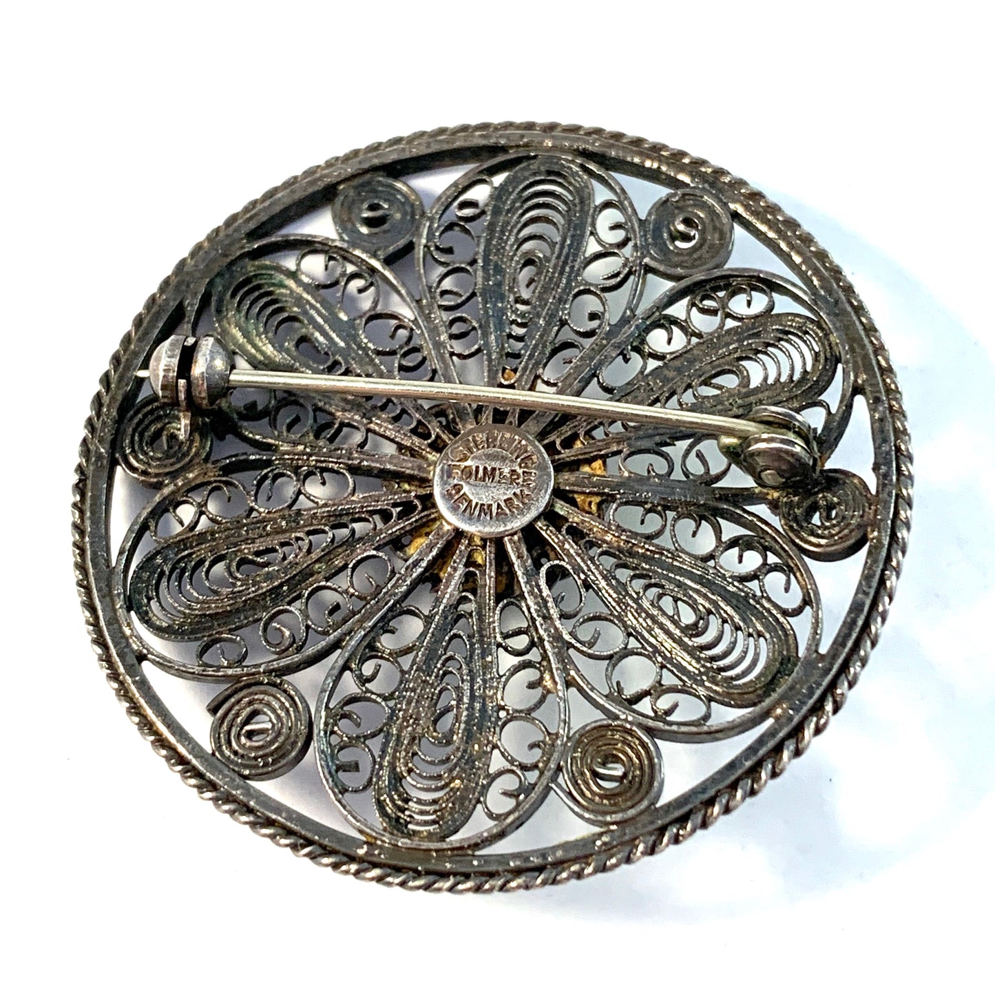 Folmere, Denmark 1950-60s Sterling Silver Filigree Brooch