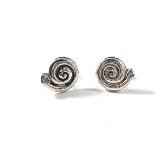 Kalevala Koru, Finland. Vintage Sterling Silver Snake Stud Earrings.