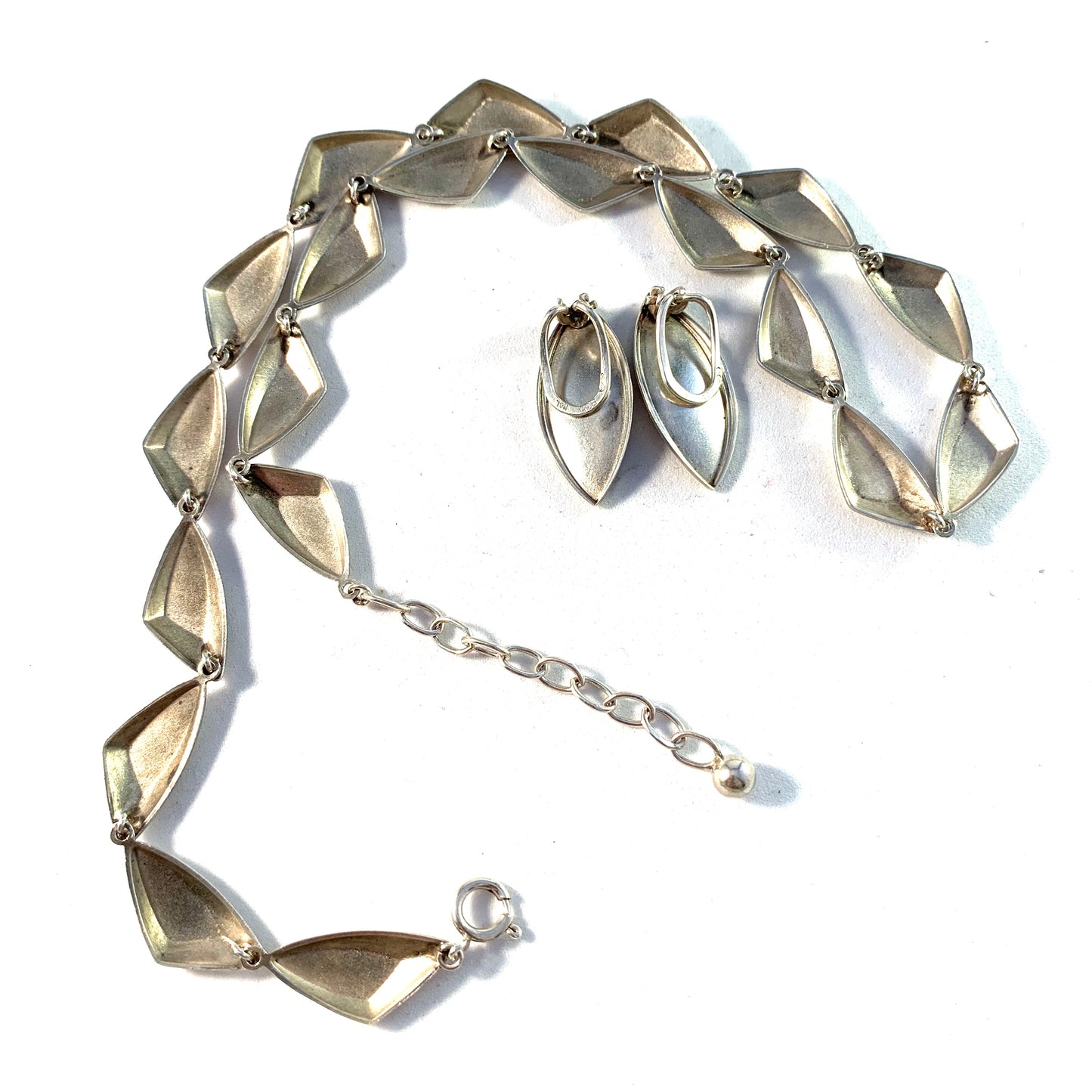 K&L-Kordes Lichtenfels, Germany 1950-60s Solid 835 Silver Necklace and Earrings.