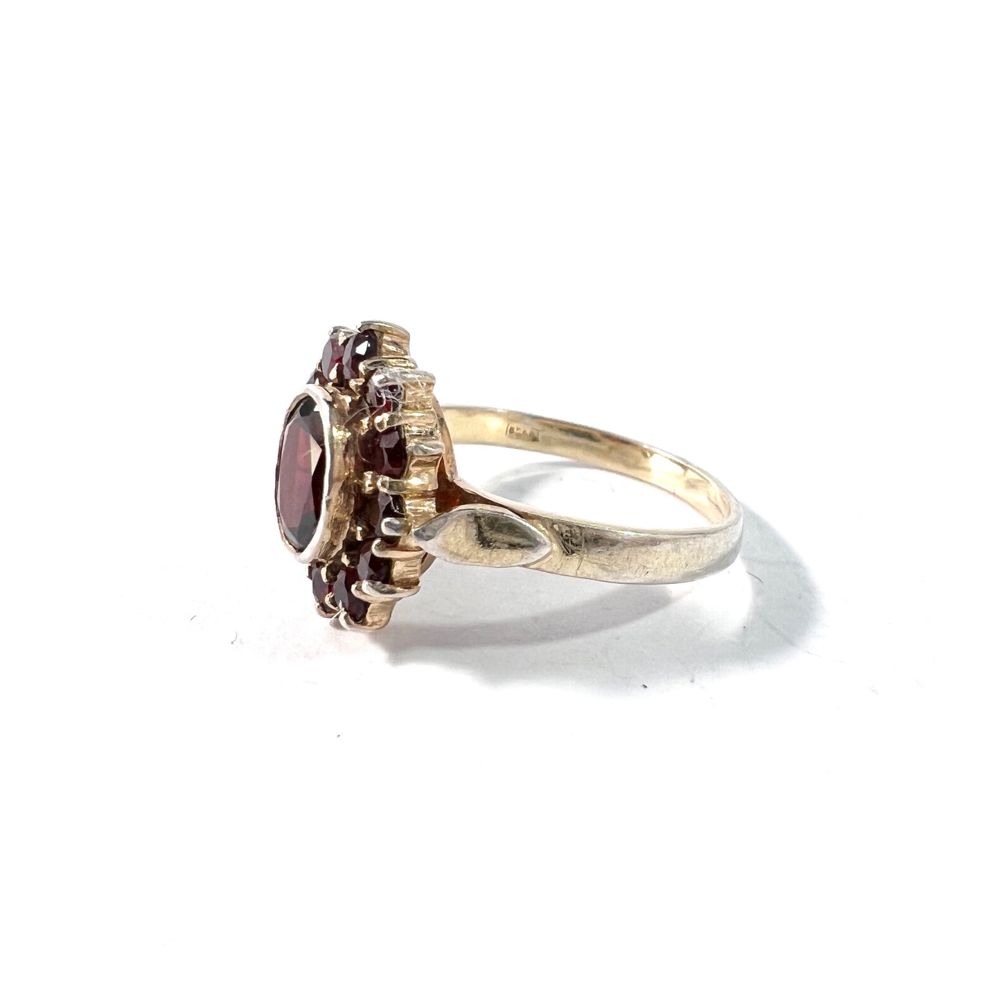 Vintage Mid Century Sterling Silver Bohemian Garnet Ring.