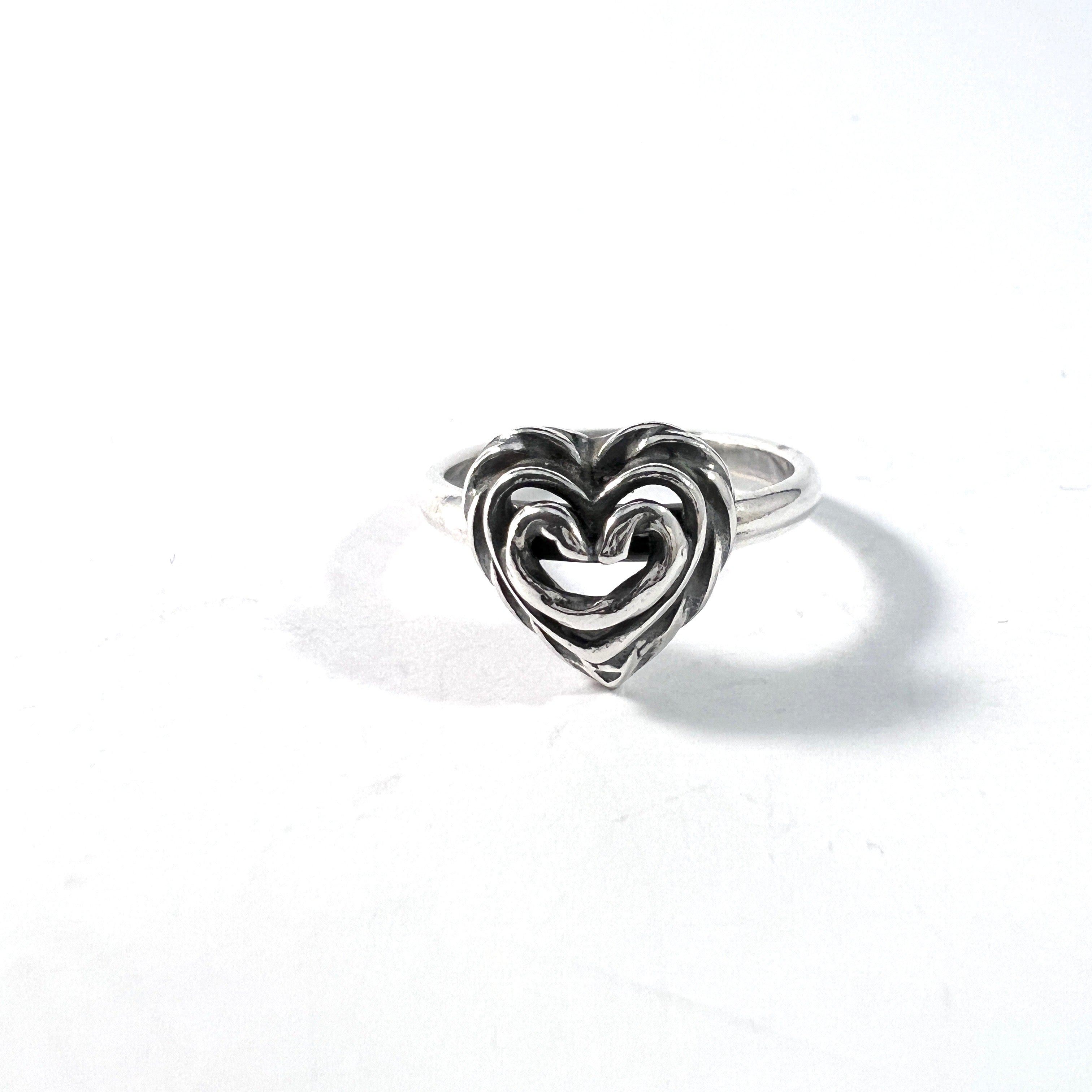 Kalevala Koru, Finland. Vintage Sterling Silver Heart Love Ring.