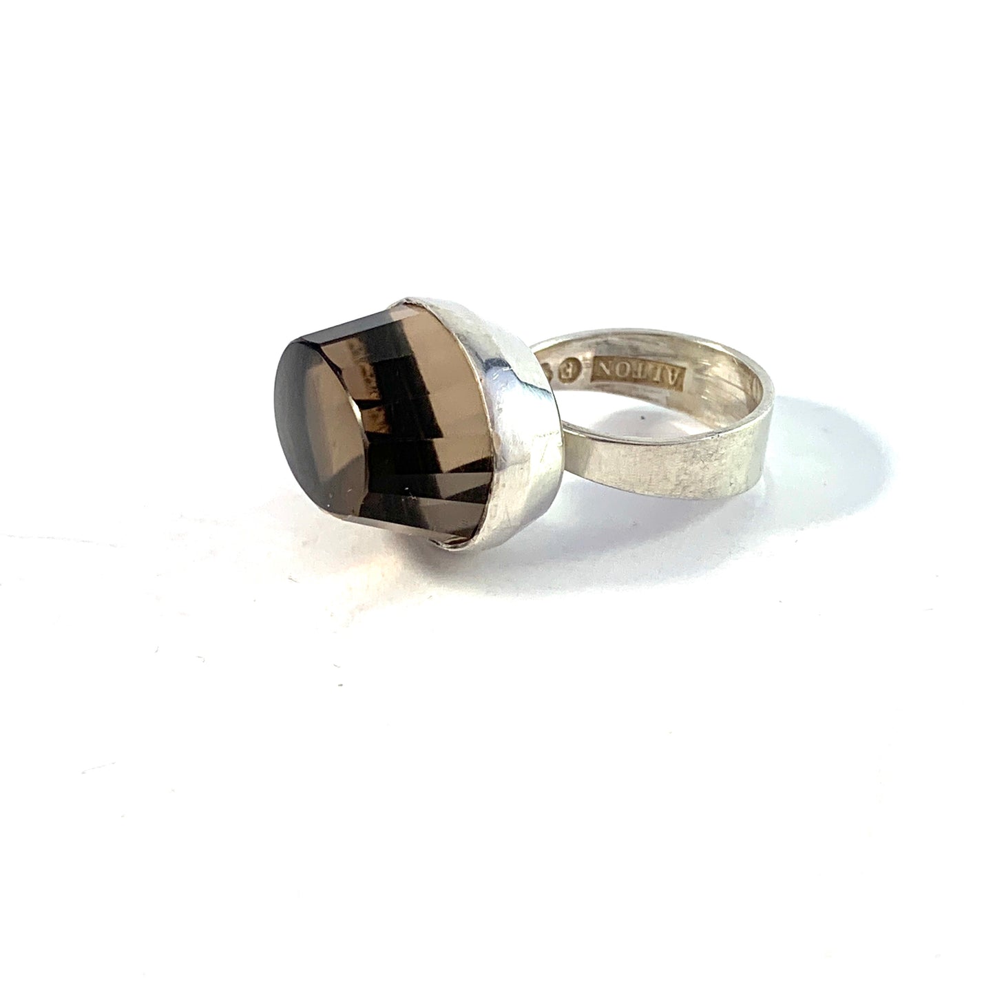 Alton, Sweden 1968. Bold Sterling Silver Smoky Quartz Ring.