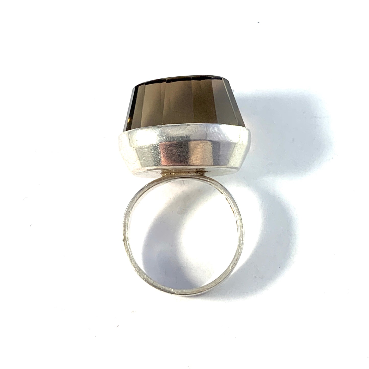 Alton, Sweden 1968. Bold Sterling Silver Smoky Quartz Ring.